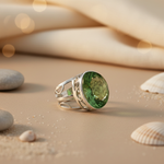 将图像加载到图库查看器中, 925 Silver Green Gemstone Ring for Women | Statement Jewelry
