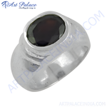 Load image into Gallery viewer, 925 sterling silver men's ring with large black oval gemstone, polished finish.