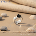 Load image into Gallery viewer, Anillo de ónix de plata para mujer | Anillo de piedra preciosa negra
