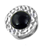 Load image into Gallery viewer, Silver Hammered Ring with Black Gemstone | Women's Ring