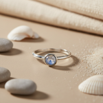 将图像加载到图库查看器中, 925 Silver Moonstone Ring for Women | Blue Gemstone Jewelry
