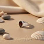 将图像加载到图库查看器中, 925 Silver Garnet Gemstone Ring for Men | Signet Style Jewelry