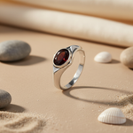 将图像加载到图库查看器中, 925 Silver Garnet Gemstone Ring for Men | Signet Ring