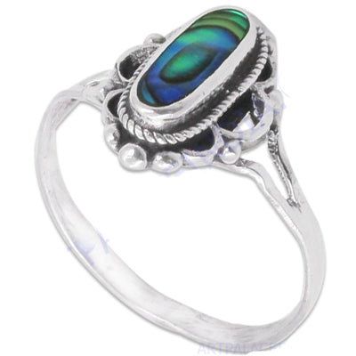 925 silver abalone ring | oval stone ring for women