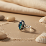 Load image into Gallery viewer, 925 Silver Abalone Ring | Oval Stone Ring for Women