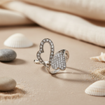 将图像加载到图库查看器中, Silver Diamond Heart Ring for Women | Anniversary Gift