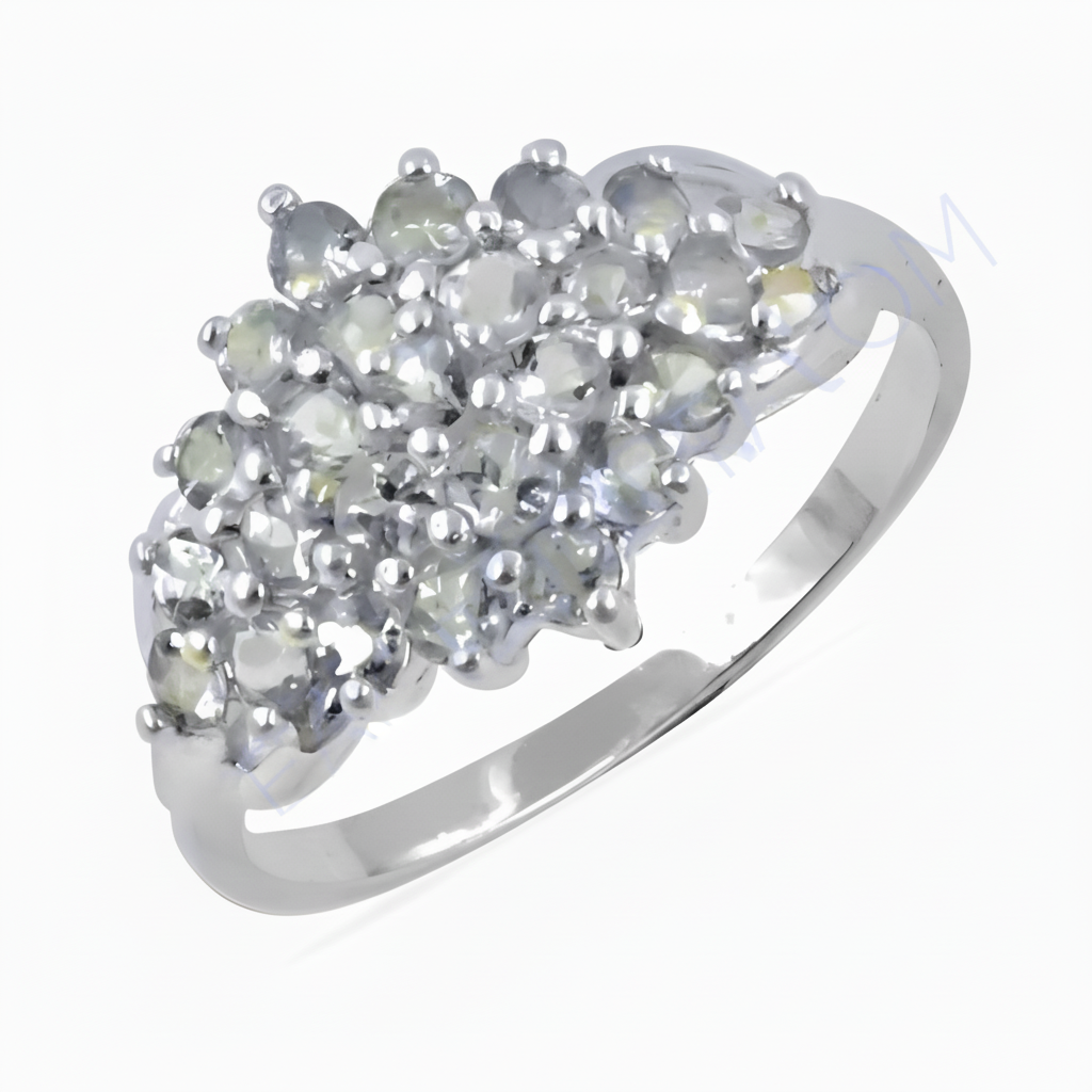 Silver ring with gemstones for women | cluster ring