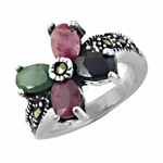 Load image into Gallery viewer, 925 Silver Flower Ring with Gemstones | Women's Ring