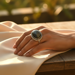 将图像加载到图库查看器中, 925纯银戒指,镶嵌椭圆形黑色宝石 | 女士戒指