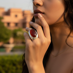 Load image into Gallery viewer, Anillo de cornalina de plata para hombre | Anillo con piedras preciosas