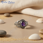 Load image into Gallery viewer, Anillo de plata 925 con piedra morada ovalada para mujer | Joyería de regalo