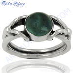 Load image into Gallery viewer, Sterling silver ring with a green gemstone center for women.