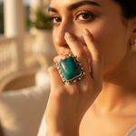 将图像加载到图库查看器中, 925 Silver Green Gemstone Ring for Women | Statement Jewelry