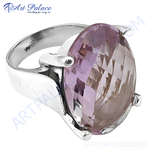 Load image into Gallery viewer, A stunning 925 sterling silver ring featuring a large, faceted purple amethyst gemstone, perfect for women