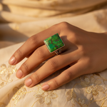 将图像加载到图库查看器中, 925 Silver Green Gemstone Ring for Women | Statement Jewelry