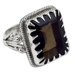 Load image into Gallery viewer, 925 Silver Smoky Quartz Ring | Women's Square Gemstone