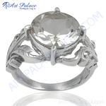 Load image into Gallery viewer, Sterling silver statement ring with a large, clear gemstone, perfect for women.