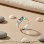 将图像加载到图库查看器中, 925 Silver Blue Topaz Ring for Men | Gemstone Jewelry Gift