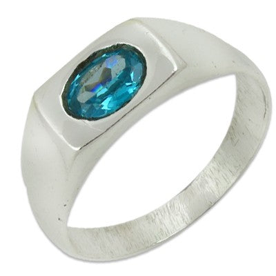 925 silver blue topaz ring for men | gemstone jewelry gift