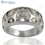 Load image into Gallery viewer, Sterling silver ring with multiple cubic zirconia stones, perfect for adding sparkle to any outfit.