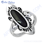 Load image into Gallery viewer, 925 sterling silver statement ring with a large black onyx gemstone in the center