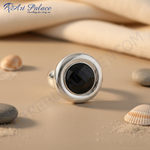 Load image into Gallery viewer, Silver Ring with Black Gemstone for Women | Statement Ring