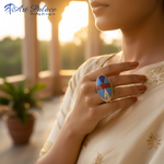 Load image into Gallery viewer, Anillo de plata con piedra geométrica para mujer | Joyería llamativa