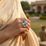 将图像加载到图库查看器中, 925 Silver Blue Topaz Ring for Women | Pear-Cut Gemstone