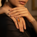 将图像加载到图库查看器中, 925 Silver Oval Amber Ring for Women | Gemstone Jewelry