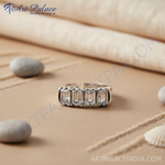 Load image into Gallery viewer, Anillo de plata con corte esmeralda para mujer | Regalo de aniversario