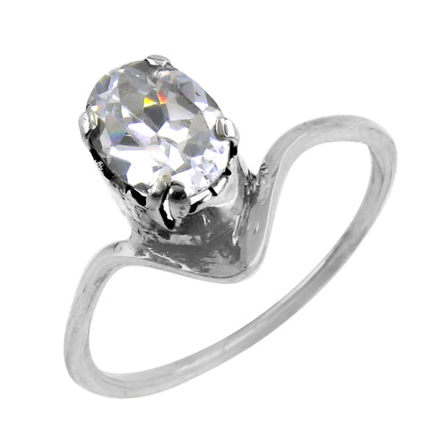 Silver oval cut cubic zirconia ring for women | gift