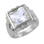 Load image into Gallery viewer, 925 Silver Square Cut Ring for Men | Gemstone Ring