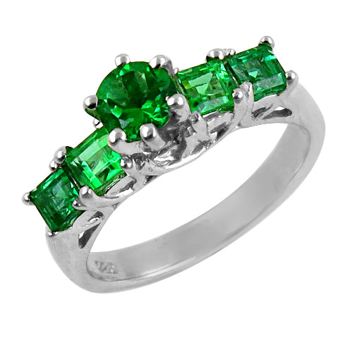 Emerald gemstone ring in 925 silver for women | engagement gift