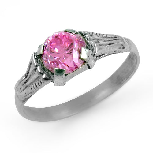 Silver pink gemstone ring for women | sterling silver ring