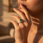 将图像加载到图库查看器中, Silver Emerald Ring for Women | Gemstone Jewelry Gift