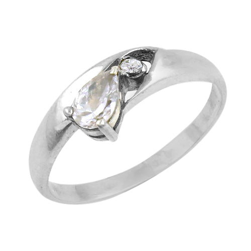 Silver pear cut cubic zirconia ring for women | gift jewelry