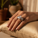 Load image into Gallery viewer, Silver Marquise Cut Ring with Baguette Accents | Women's Ring