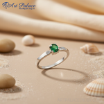 Load image into Gallery viewer, Anillo de plata con esmeralda para mujer | Anillo de compromiso con piedras preciosas