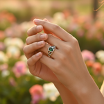 将图像加载到图库查看器中, 925 Sterling Silver Green Gemstone Ring for Women | Gift