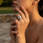 Load image into Gallery viewer, Anillo de plata con diamantes baguette para mujer | Joyería llamativa