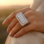 将图像加载到图库查看器中, Silver Cubic Zirconia Cocktail Ring for Women | Statement Jewelry