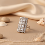 将图像加载到图库查看器中, Silver Cubic Zirconia Cocktail Ring for Women | Statement Jewelry