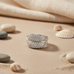 将图像加载到图库查看器中, Silver Cubic Zirconia Pave Ring for Women | Cocktail Ring