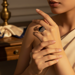 将图像加载到图库查看器中, 925 Sterling Silver Black Onyx Ring for Women | Statement Jewelry