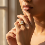Load image into Gallery viewer, gold plating Ring with White Stone | Women's Ring | Gift for Her