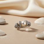 将图像加载到图库查看器中, Silver Pearl Ring for Women | Elegant Wedding Band