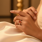 Load image into Gallery viewer, Anillo de plata con gema naranja talla pera para mujer | Joyería de regalo