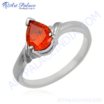 Load image into Gallery viewer, Sterling silver ring featuring a pear-cut orange gemstone, perfect for a gift or daily wear.