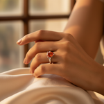 将图像加载到图库查看器中, Silver Pear-Cut Orange Gemstone Ring for Women | Gift Jewelry