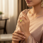 将图像加载到图库查看器中, Silver Peridot Solitaire Ring for Women | Gemstone Jewelry